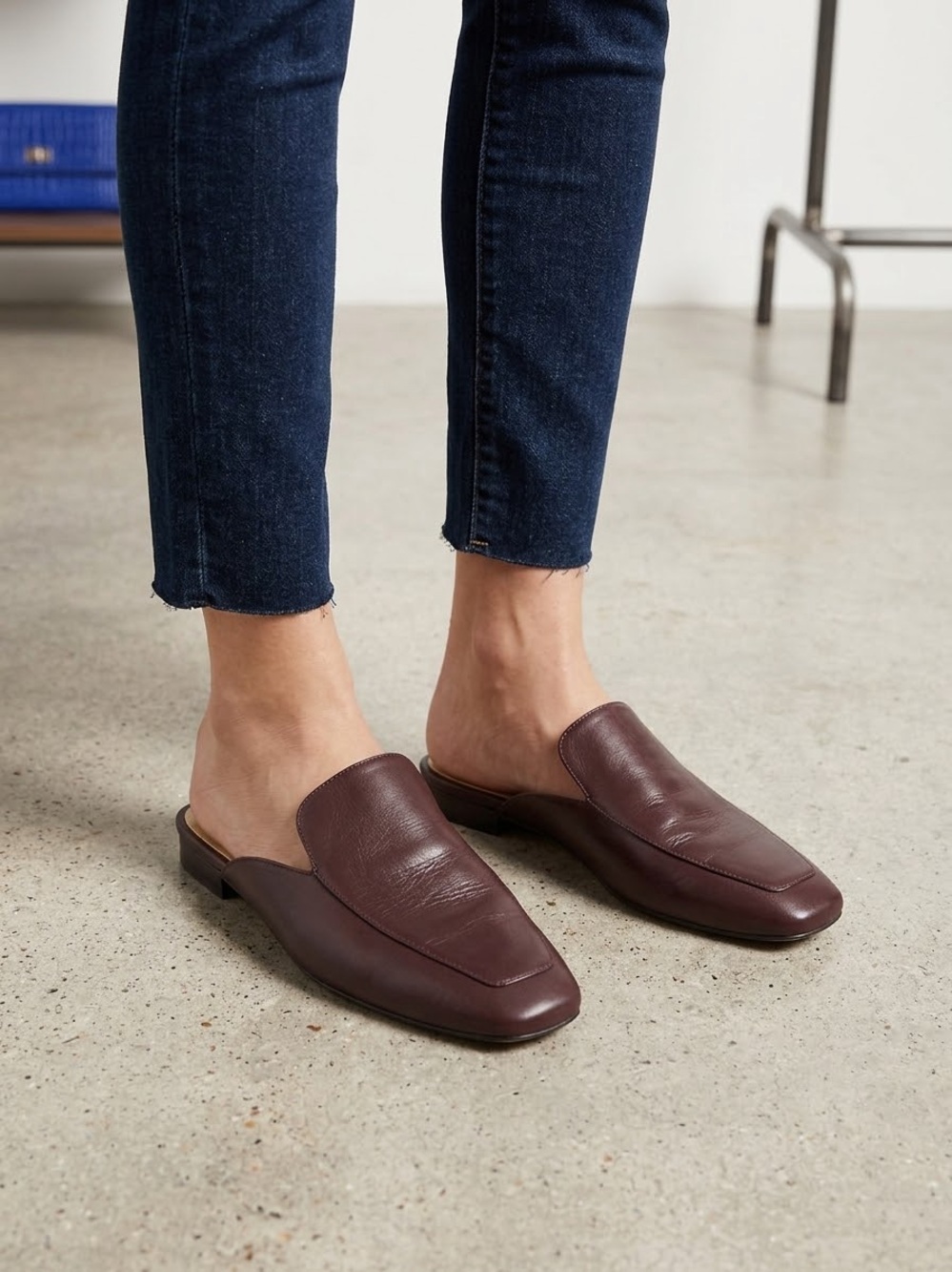 Banana Republic Women's Leather Backless Loafers - Bordeaux